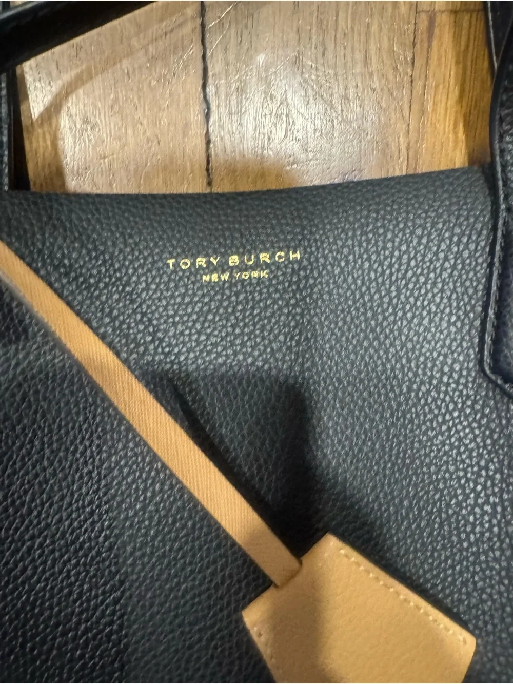 Tory Burch Perry Women's Triple-Compartment Tote Black Pebbled Leather
